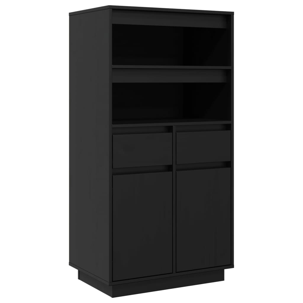 Credenza Nera 60x40x116,5 cm in Legno Massello di Pino - homemem39