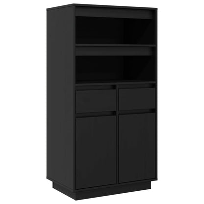 Credenza Nera 60x40x116,5 cm in Legno Massello di Pino - homemem39
