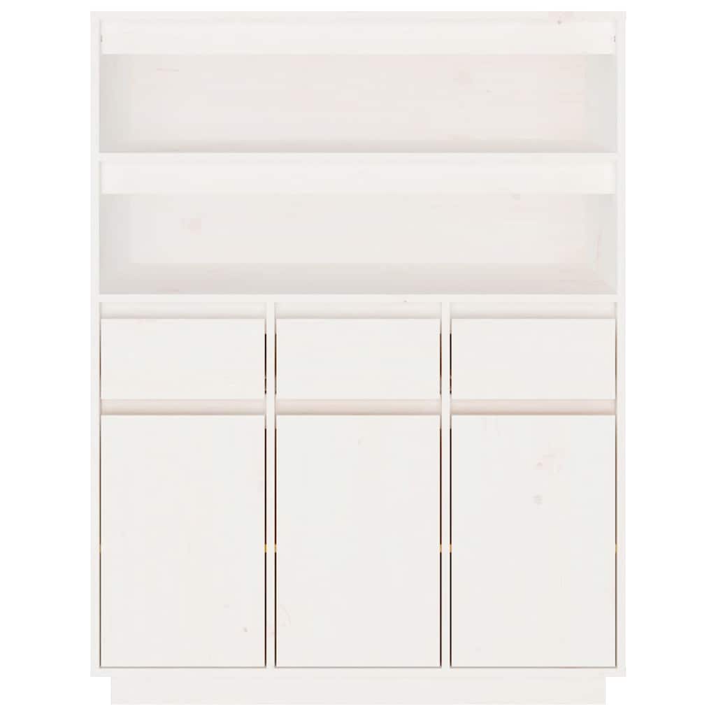 Credenza Bianca 89x40x116,5 cm in Legno Massello di Pino