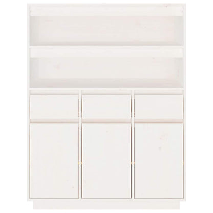 Credenza Bianca 89x40x116,5 cm in Legno Massello di Pino