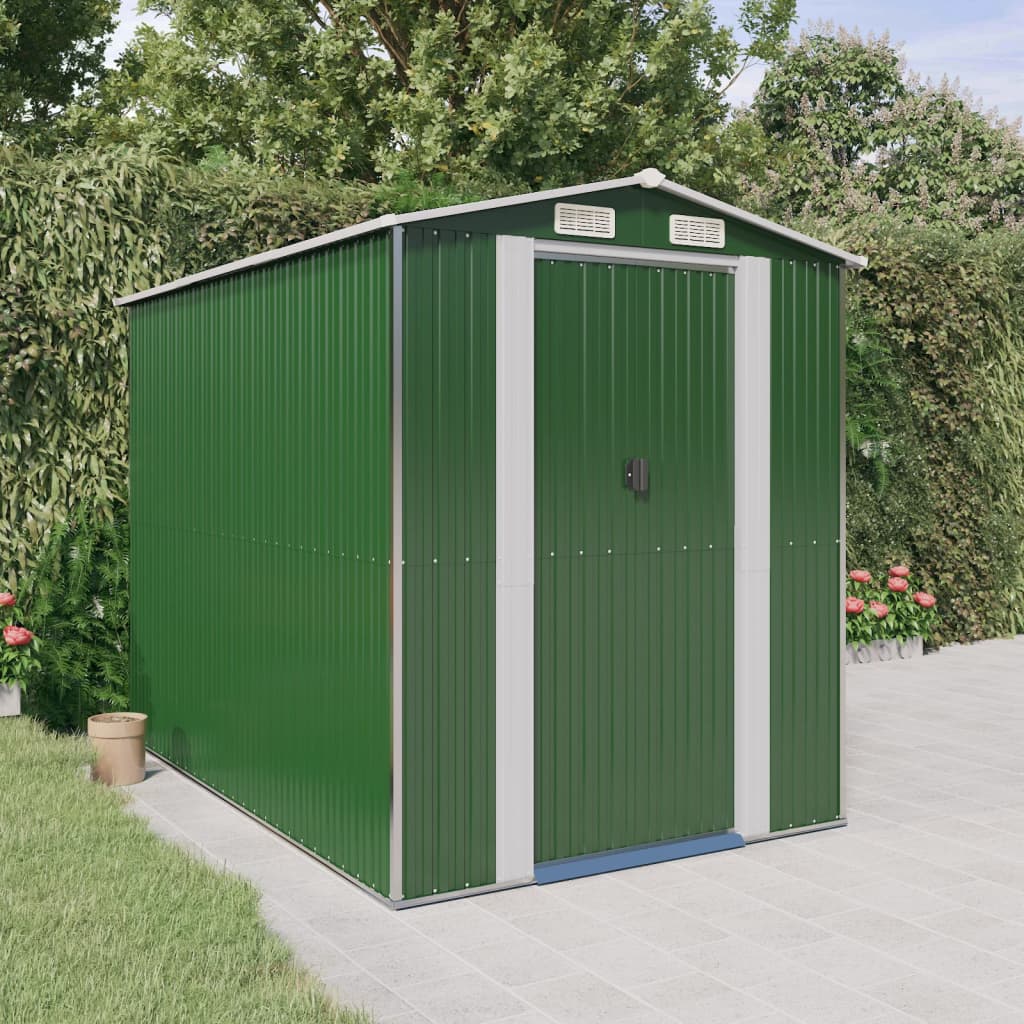 Capanno da Giardino Verde 192x274x223 cm Acciaio Zincato | homemem39