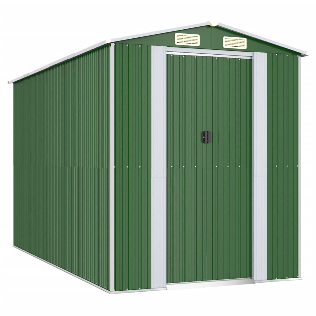 Capanno da Giardino Verde 192x357x223 cm Acciaio Zincato - homemem39