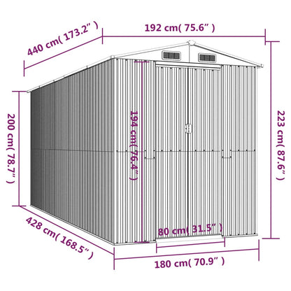 Capanno da Giardino Verde 192x440x223 cm Acciaio Zincato - homemem39