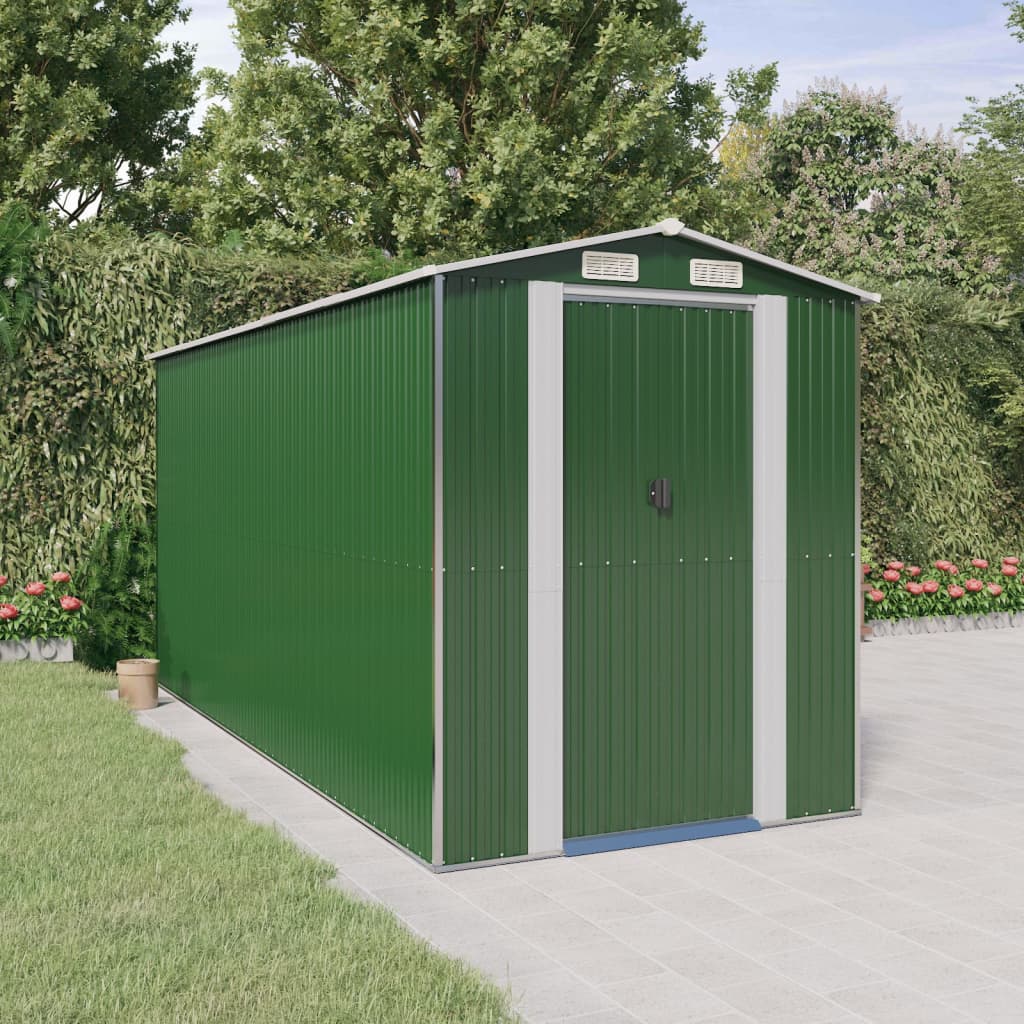 Capanno da Giardino Verde 192x440x223 cm Acciaio Zincato - homemem39