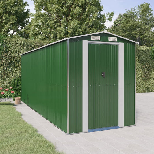 Capanno da Giardino Verde 192x523x223 cm Acciaio Zincato - homemem39