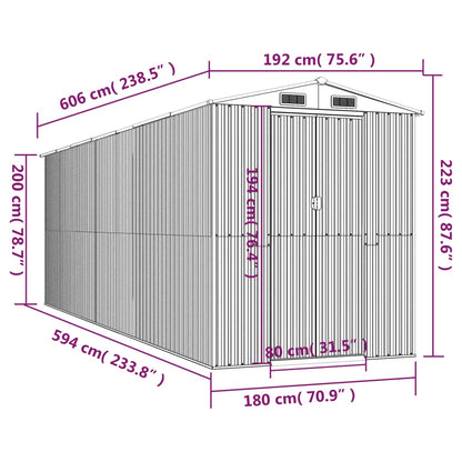 Capanno da Giardino Verde 192x606x223 cm Acciaio Zincato - homemem39