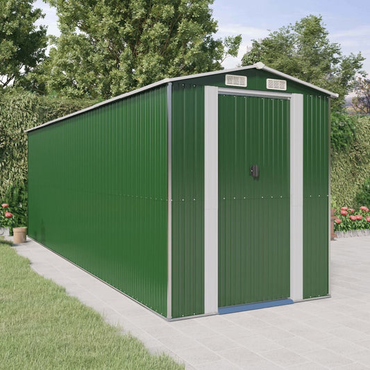 Capanno da Giardino Verde 192x606x223 cm Acciaio Zincato - homemem39