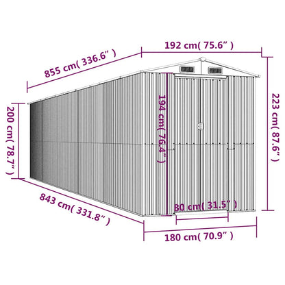 Capanno da Giardino Verde 192x855x223 cm Acciaio Zincato | homemem39