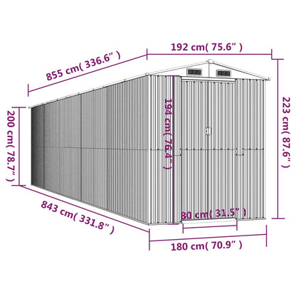Capanno da Giardino Verde 192x855x223 cm Acciaio Zincato - homemem39