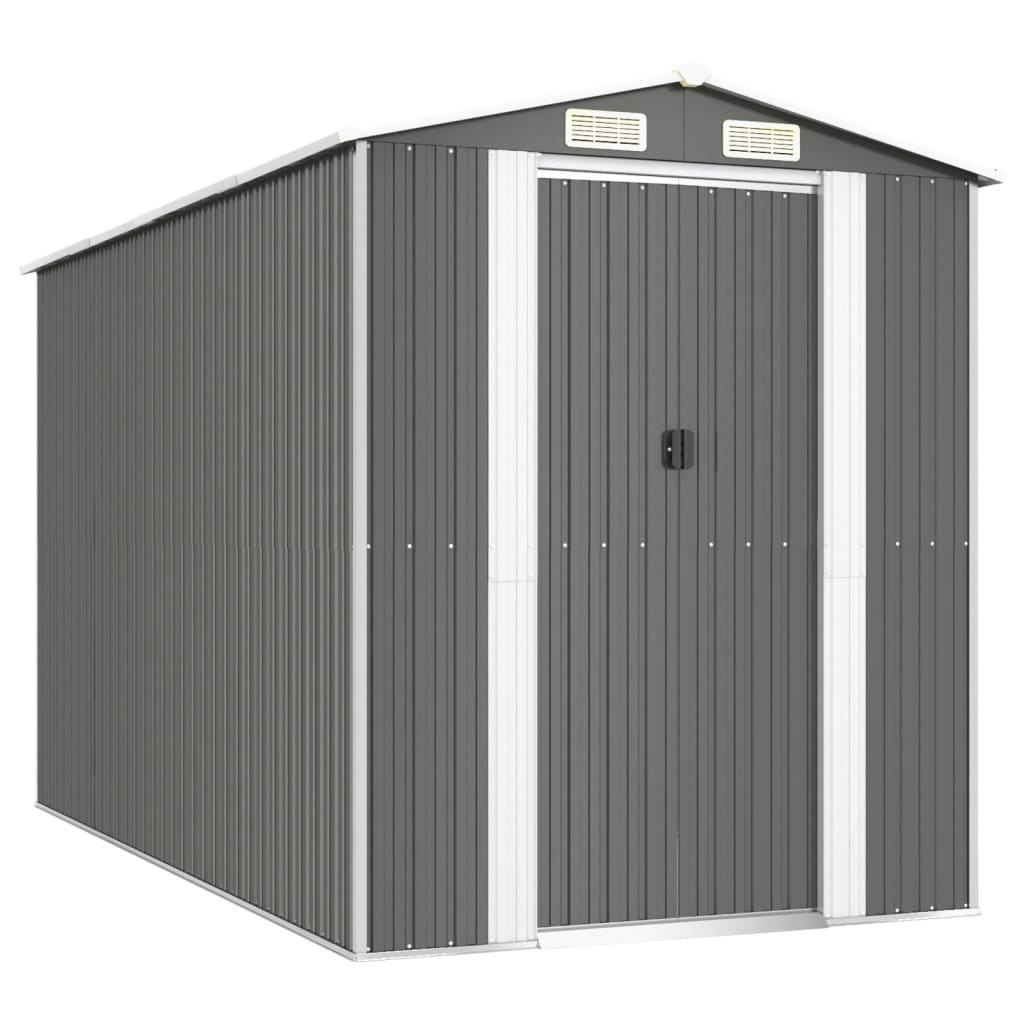 Capanno da Giardino Grigio Chiaro 192x357x223cm Acciaio Zincato - homemem39