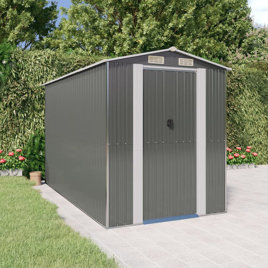Capanno da Giardino Grigio Chiaro 192x357x223cm Acciaio Zincato - homemem39