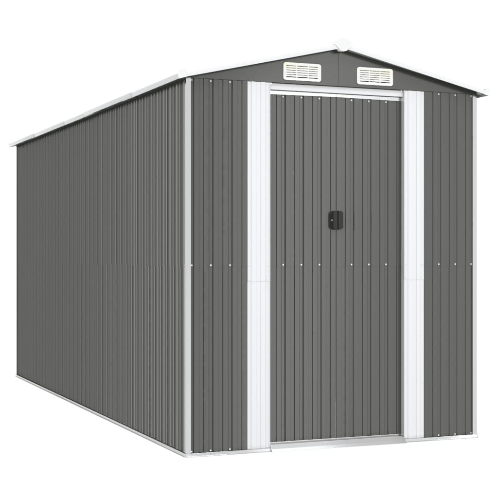 Capanno da Giardino Grigio Chiaro 192x440x223cm Acciaio Zincato - homemem39