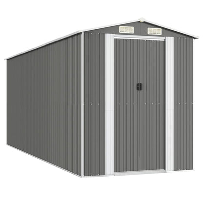 Capanno da Giardino Grigio Chiaro 192x523x223cm Acciaio Zincato - homemem39