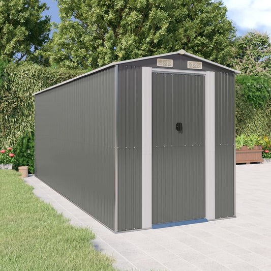 Capanno da Giardino Grigio Chiaro 192x523x223cm Acciaio Zincato - homemem39