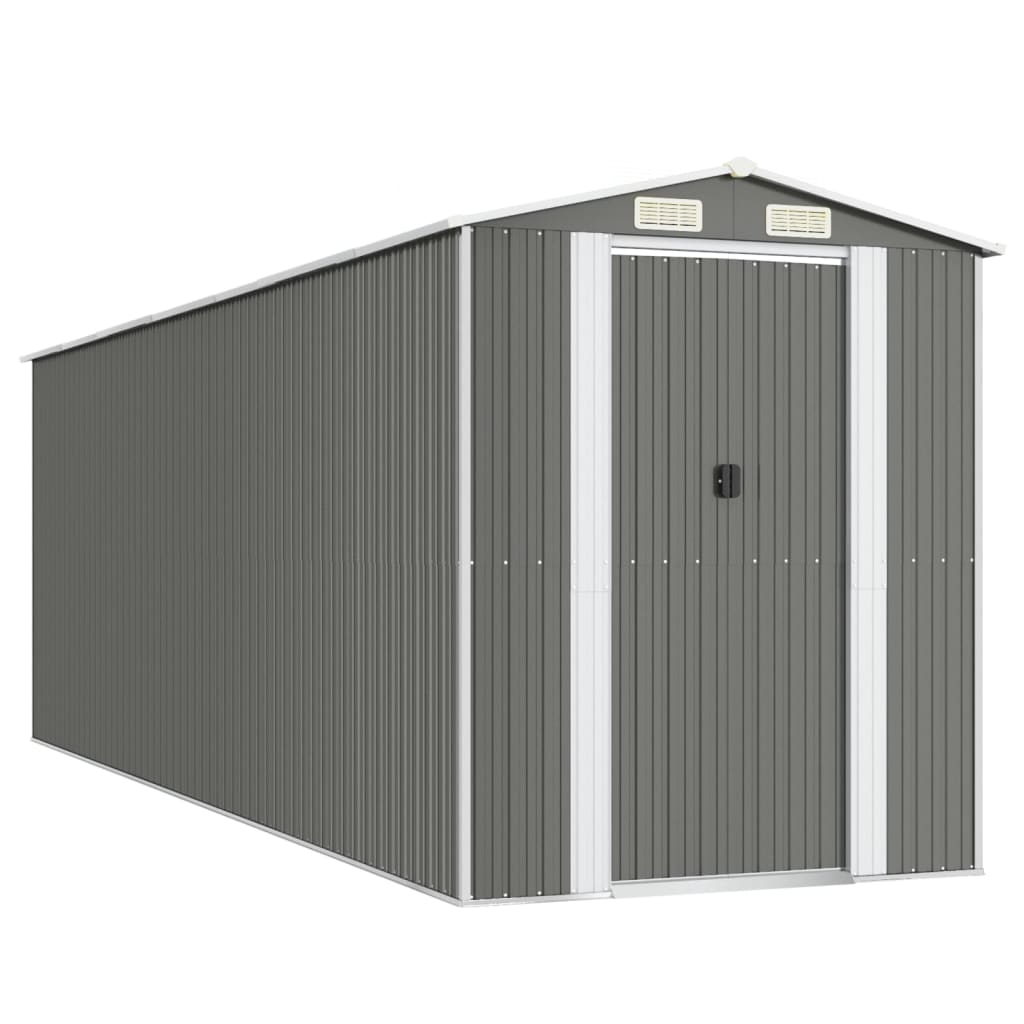 Capanno da Giardino Grigio Chiaro 192x606x223cm Acciaio Zincato - homemem39