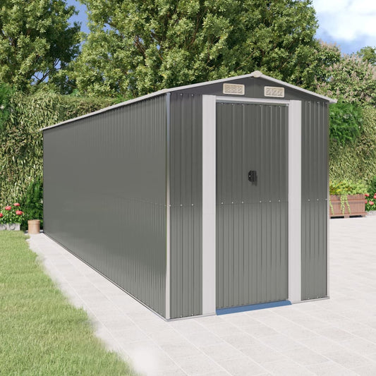 Capanno da Giardino Grigio Chiaro 192x606x223cm Acciaio Zincato - homemem39