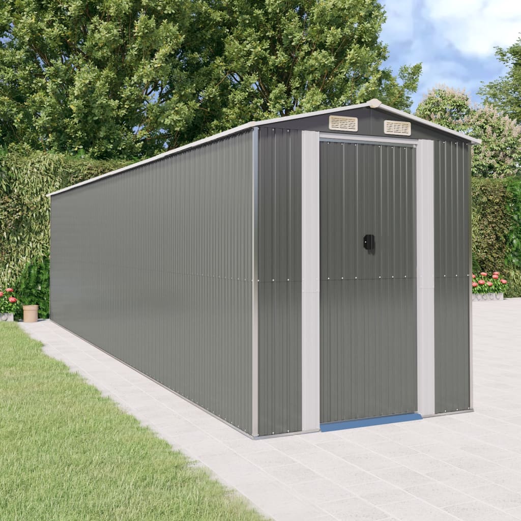 Capanno da Giardino Grigio Chiaro 192x772x223cm Acciaio Zincato - homemem39