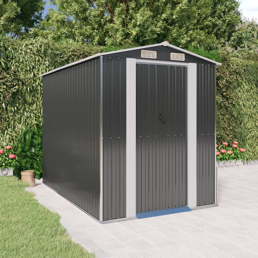 Capanno da Giardino Antracite 192x274x223 cm in Acciaio Zincato - homemem39