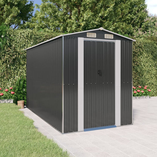 Capanno da Giardino Antracite 192x357x223 cm in Acciaio Zincato - homemem39