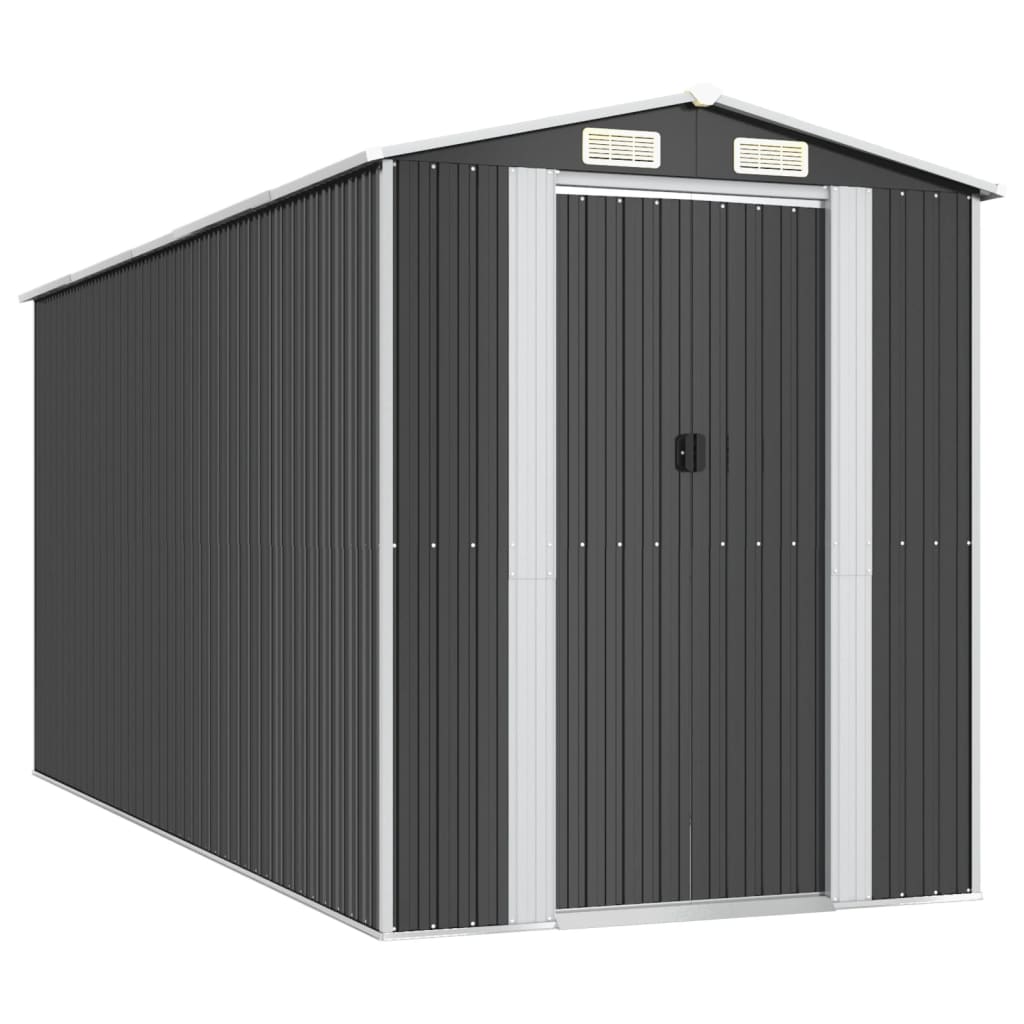 Capanno da Giardino Antracite 192x440x223 cm in Acciaio Zincato - homemem39
