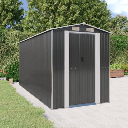 Capanno da Giardino Antracite 192x440x223 cm in Acciaio Zincato - homemem39