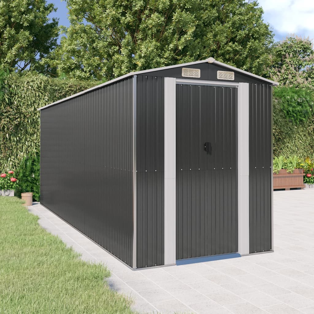 Capanno da Giardino Antracite 192x523x223 cm in Acciaio Zincato - homemem39