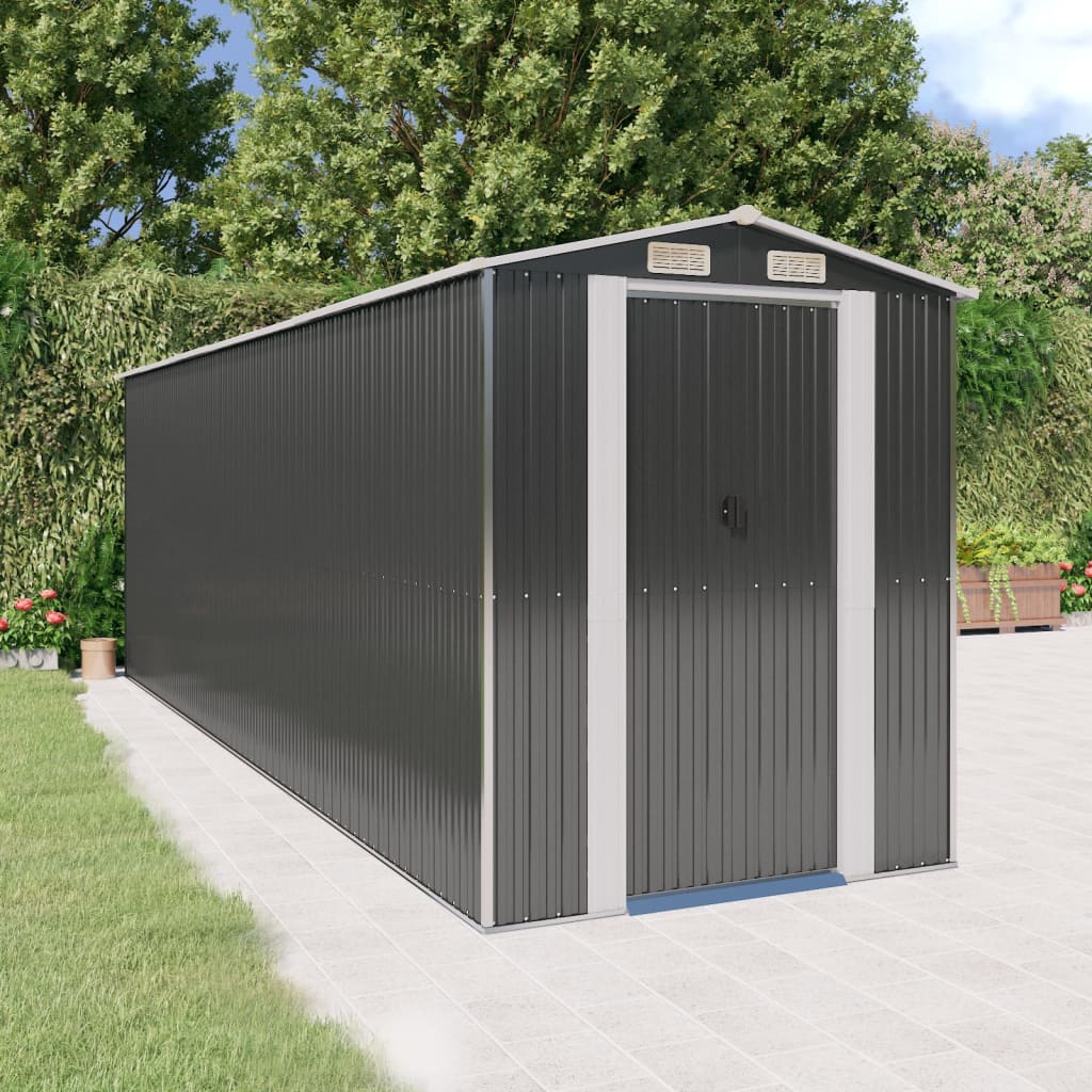 Capanno da Giardino Antracite 192x606x223 cm in Acciaio Zincato - homemem39