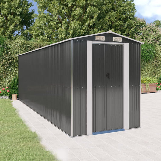 Capanno da Giardino Antracite 192x606x223 cm in Acciaio Zincato - homemem39