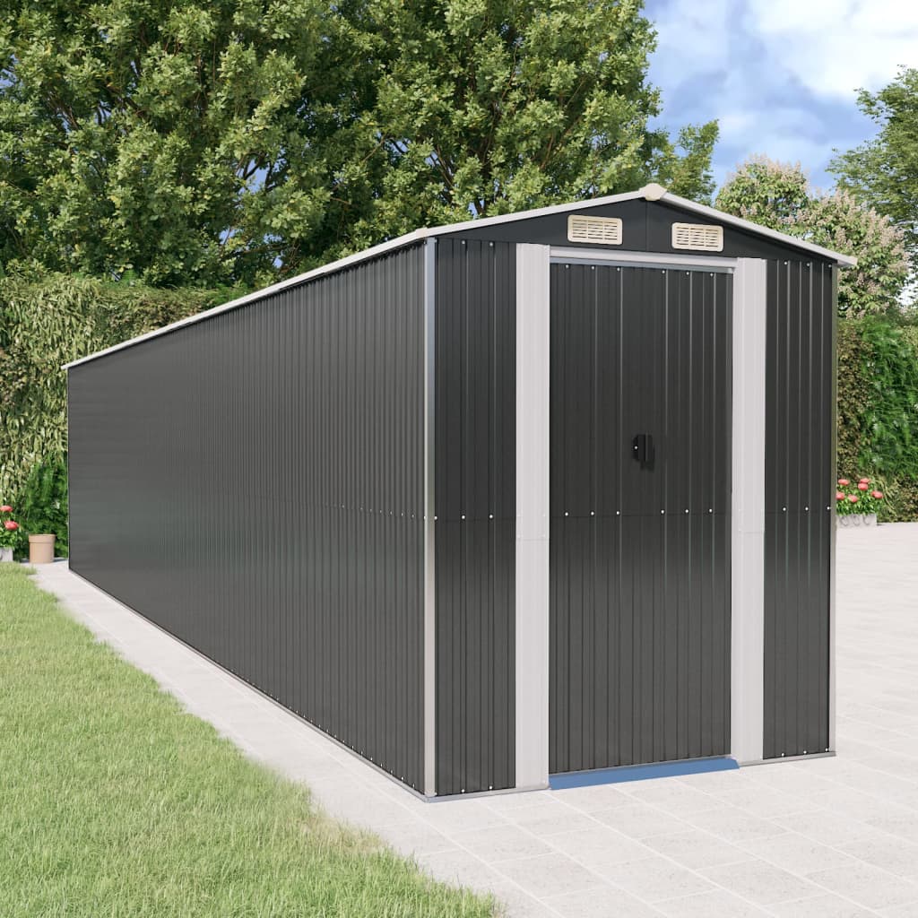 Capanno da Giardino Antracite 192x938x223 cm in Acciaio Zincato - homemem39