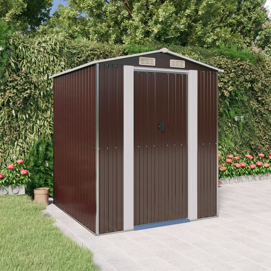 Capanno da Giardino Marrone Scuro 192x191x223cm Acciaio Zincato - homemem39
