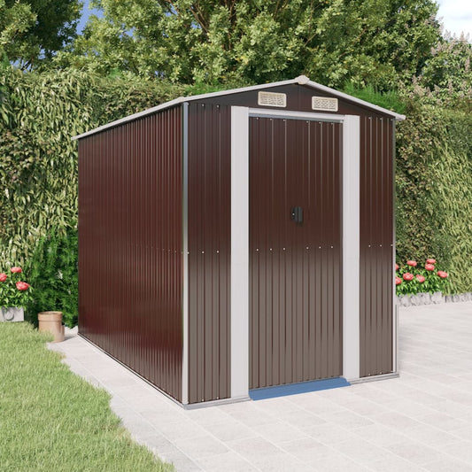 Capanno da Giardino Marrone Scuro 192x274x223cm Acciaio Zincato - homemem39