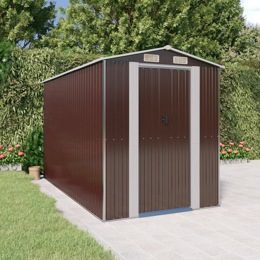 Capanno da Giardino Marrone Scuro 192x357x223cm Acciaio Zincato - homemem39