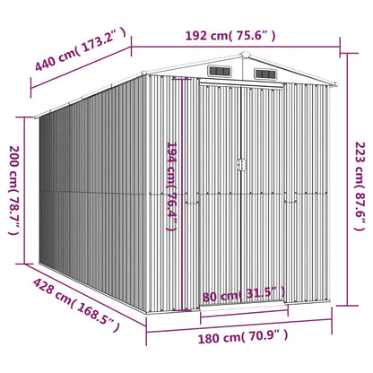 Capanno da Giardino Marrone Scuro 192x440x223cm Acciaio Zincato - homemem39