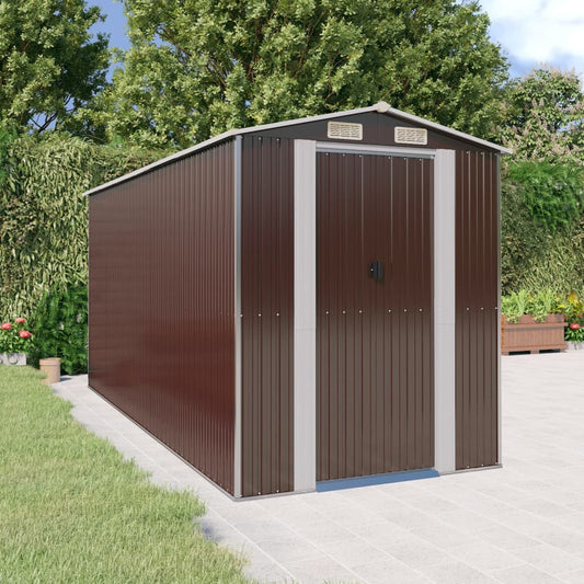 Capanno da Giardino Marrone Scuro 192x440x223cm Acciaio Zincato - homemem39
