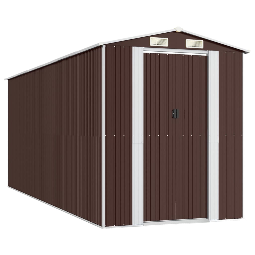 Capanno da Giardino Marrone Scuro 192x523x223cm Acciaio Zincato - homemem39