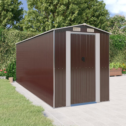 Capanno da Giardino Marrone Scuro 192x523x223cm Acciaio Zincato - homemem39
