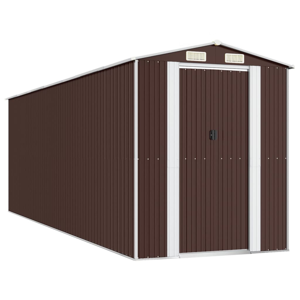 Capanno da Giardino Marrone Scuro 192x606x223cm Acciaio Zincato - homemem39
