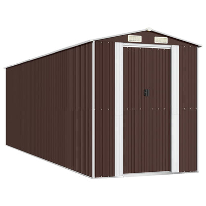 Capanno da Giardino Marrone Scuro 192x606x223cm Acciaio Zincato - homemem39