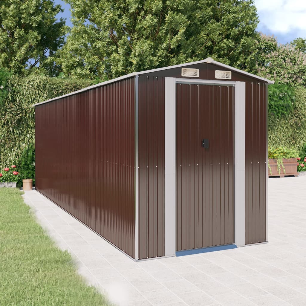 Capanno da Giardino Marrone Scuro 192x606x223cm Acciaio Zincato - homemem39