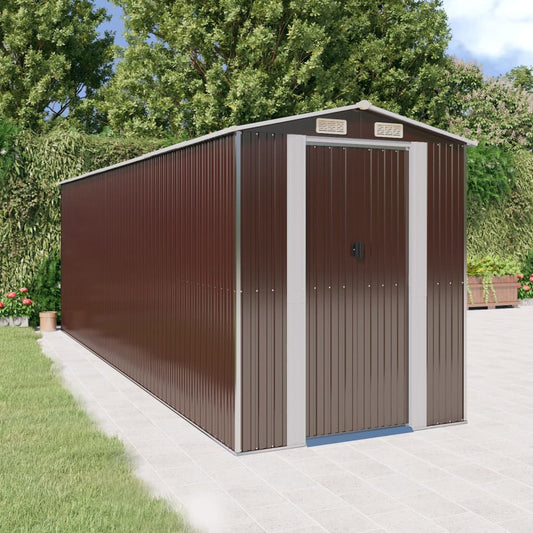 Capanno da Giardino Marrone Scuro 192x606x223cm Acciaio Zincato - homemem39