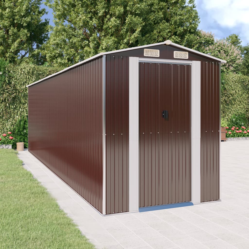 Capanno da Giardino Marrone Scuro 192x689x223cm Acciaio Zincato - homemem39