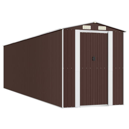 Capanno da Giardino Marrone Scuro 192x772x223cm Acciaio Zincato - homemem39