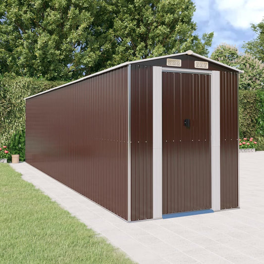 Capanno da Giardino Marrone Scuro 192x772x223cm Acciaio Zincato - homemem39