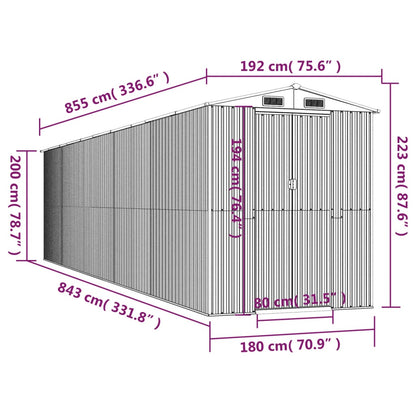 Capanno da Giardino Marrone Scuro 192x855x223cm Acciaio Zincato - homemem39