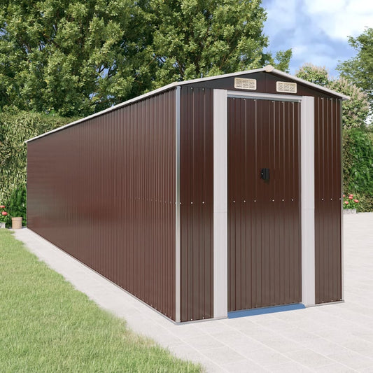 Capanno da Giardino Marrone Scuro 192x855x223cm Acciaio Zincato - homemem39