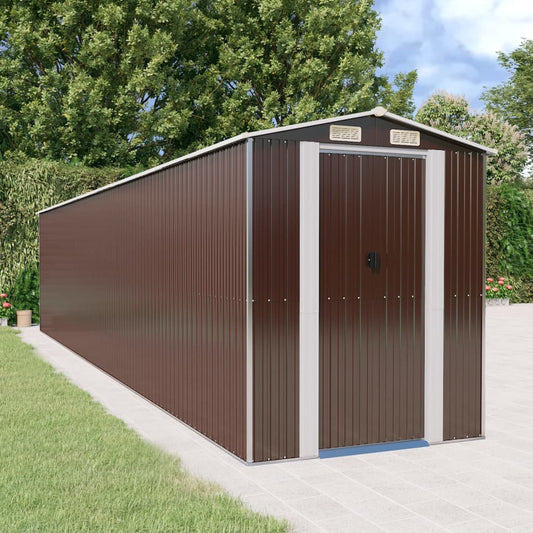 Capanno da Giardino Marrone Scuro 192x938x223cm Acciaio Zincato - homemem39