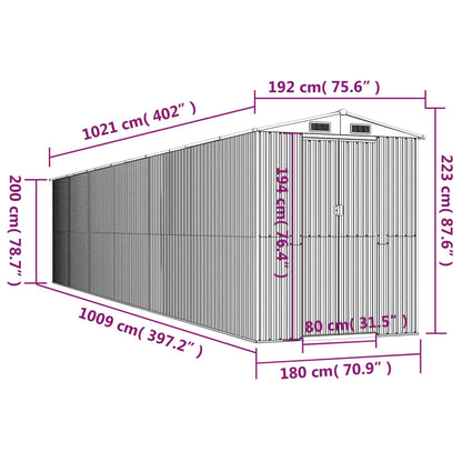 Capanno Giardino Marrone Scuro 192x1021x223 cm Acciaio Zincato - homemem39