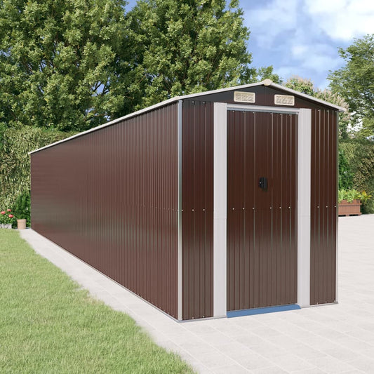 Capanno Giardino Marrone Scuro 192x1021x223 cm Acciaio Zincato - homemem39