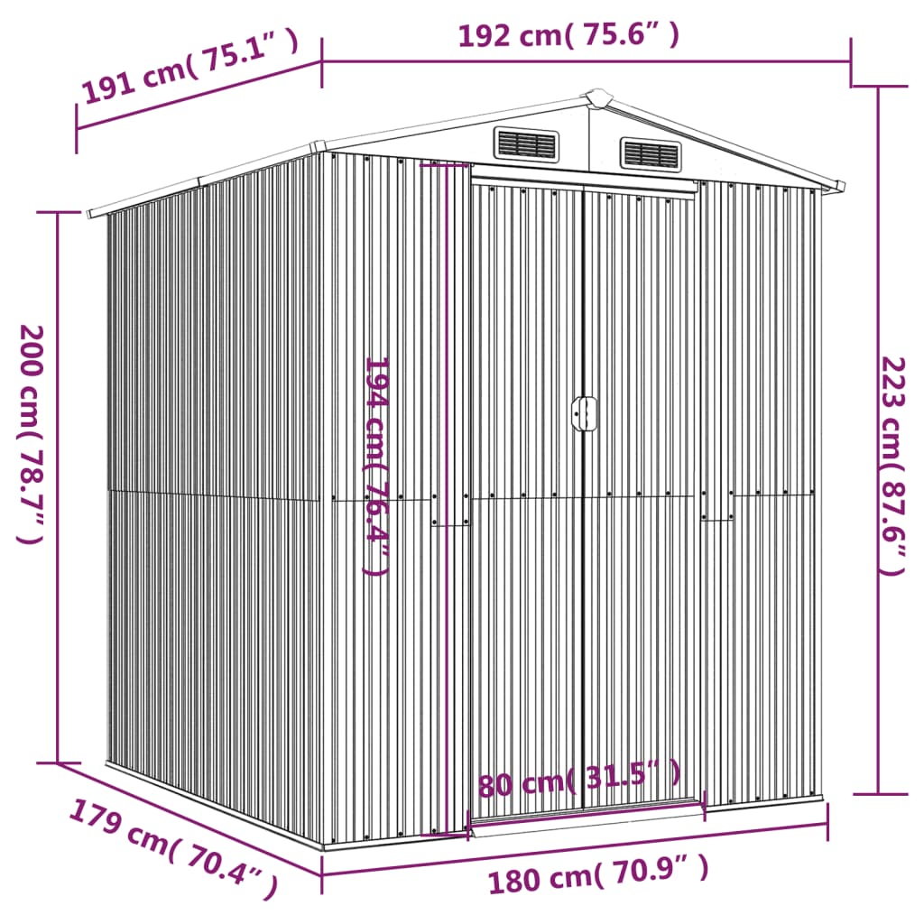 Capanno Giardino Marrone Chiaro 192x191x223 cm Acciaio Zincato - homemem39