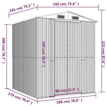 Capanno Giardino Marrone Chiaro 192x191x223 cm Acciaio Zincato - homemem39